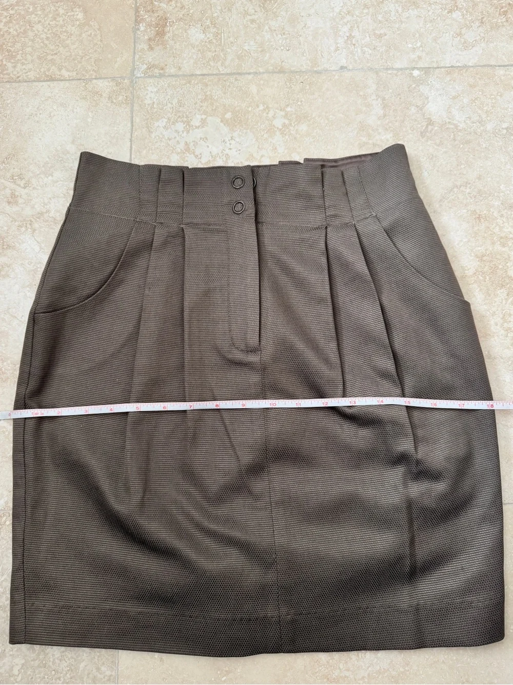 Sportsgirl Brown High Waist Pleated Tailored Mini Skirt Size 8